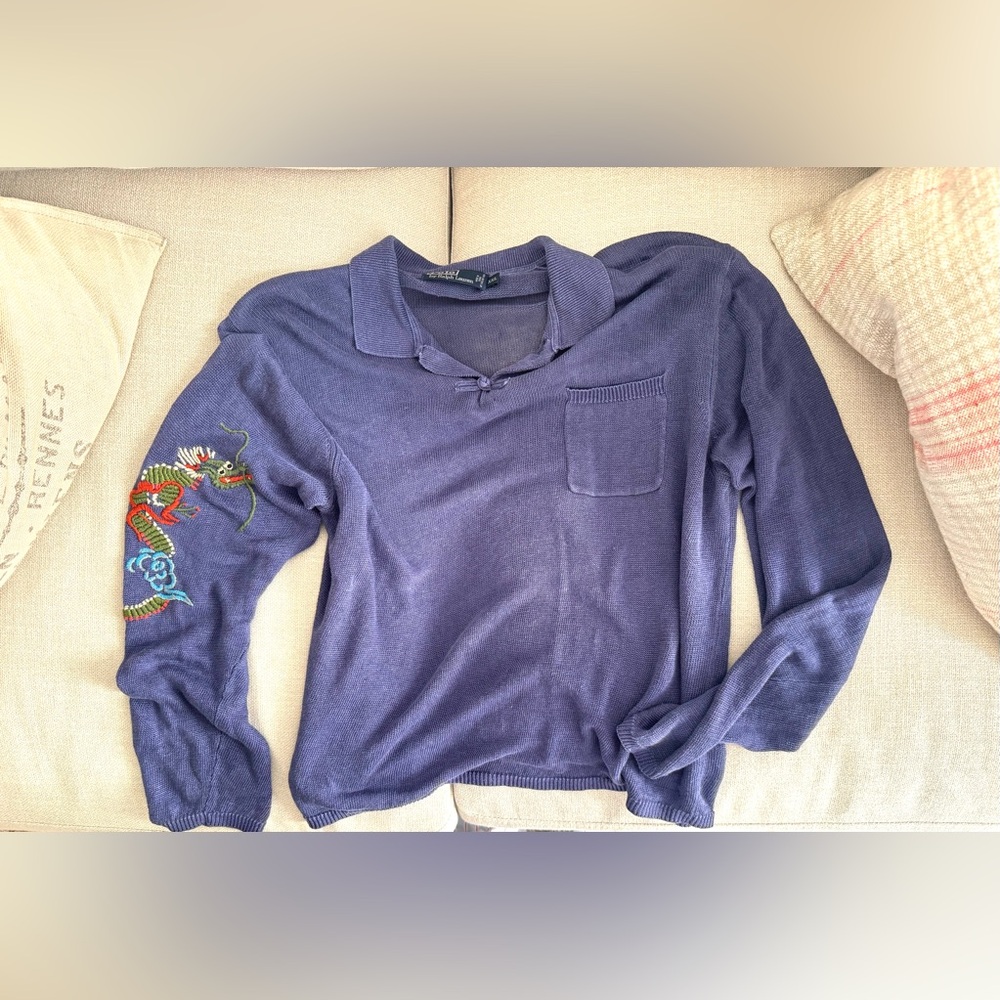 Polo Ralph Lauren Men's 💯 % linen V-Neck Sweater w/ embroidery - Picture 12 of 12